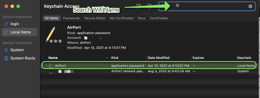 Mac search wifi password